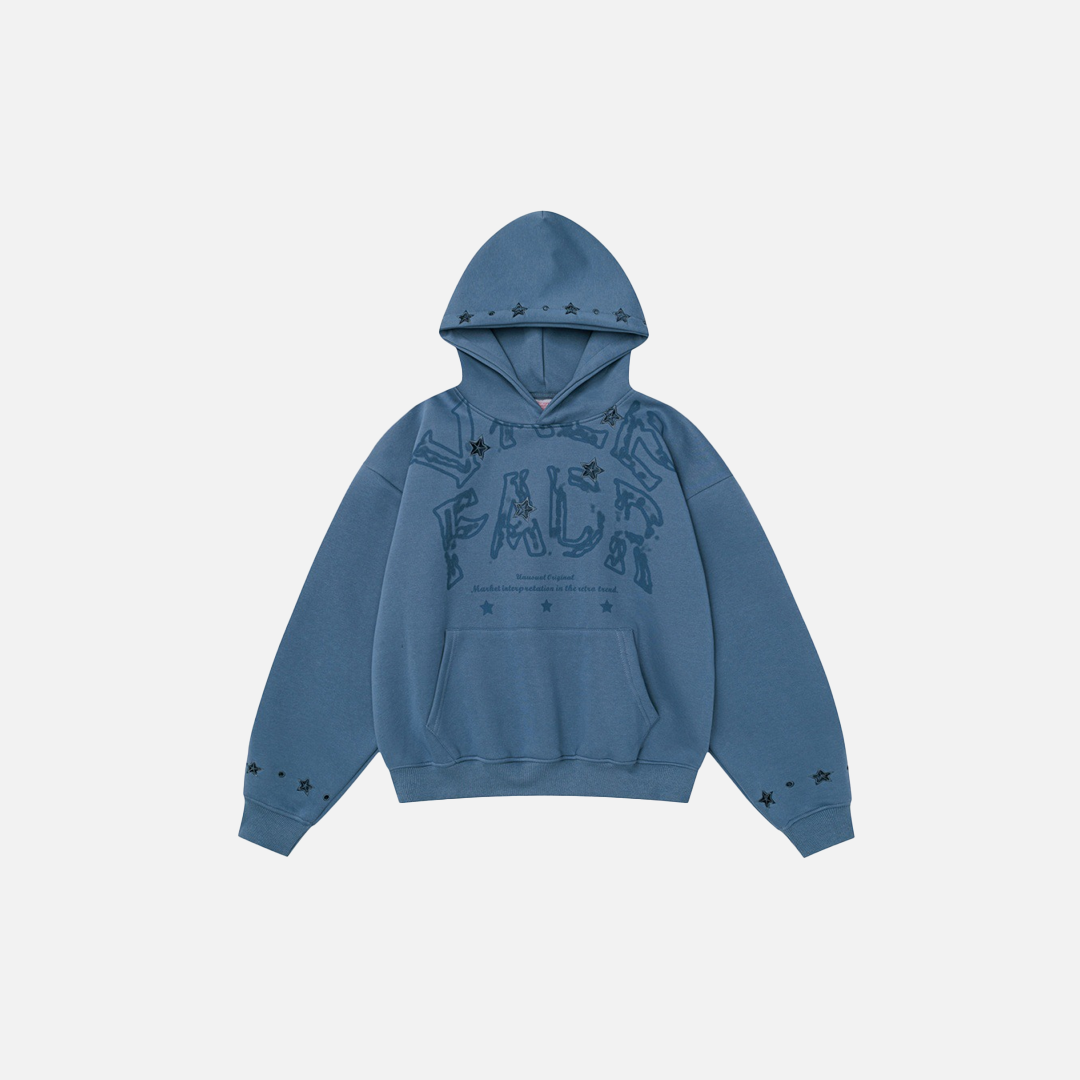 Breathable Starry Embroidered Loose Fit Hoodie - Luxuryurbanwear