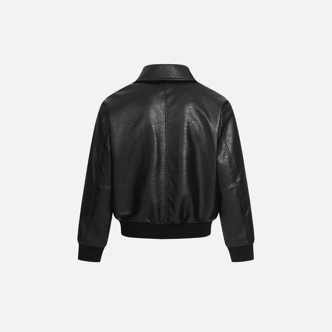 Elevated Streetwear Hip Hop Long Sleeve Leather Jacket - Luxuryurbanwear