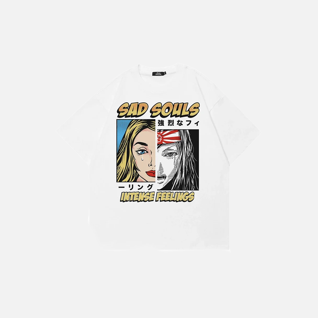Colorful Japanese Style Cartoon Graphic T-Shirt - Luxuryurbanwear