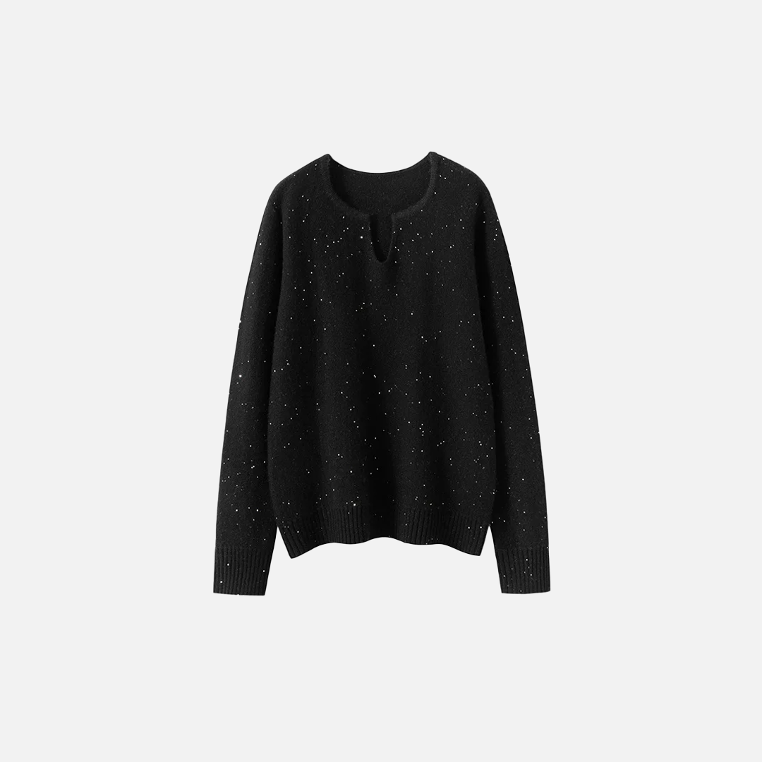 Y2K Sequin Design V-Neck Knit Sweater - Luxuryurbanwear