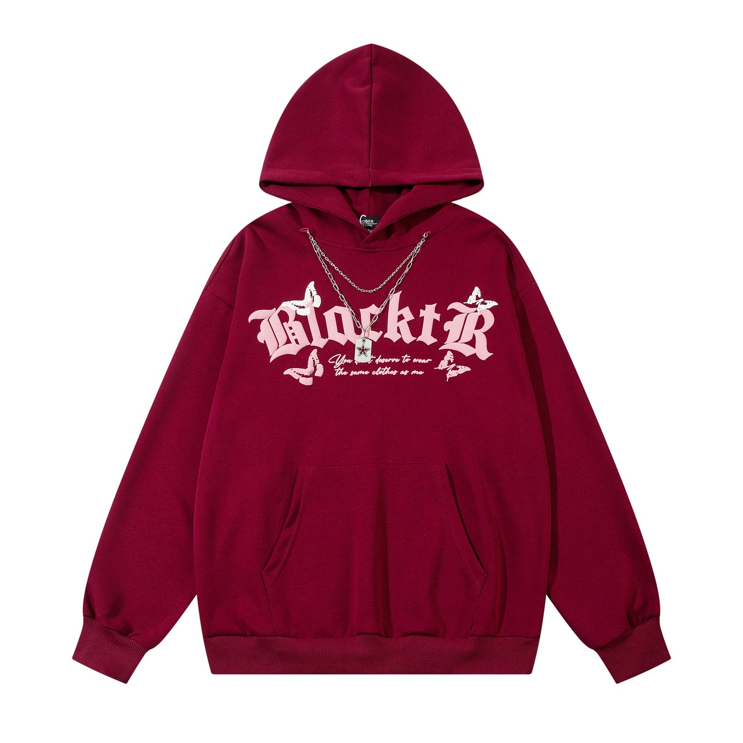 Gothic Butterfly Print Oversized Hoodie - Dark Aesthetic Y2K | LuxuryUrbanwear
