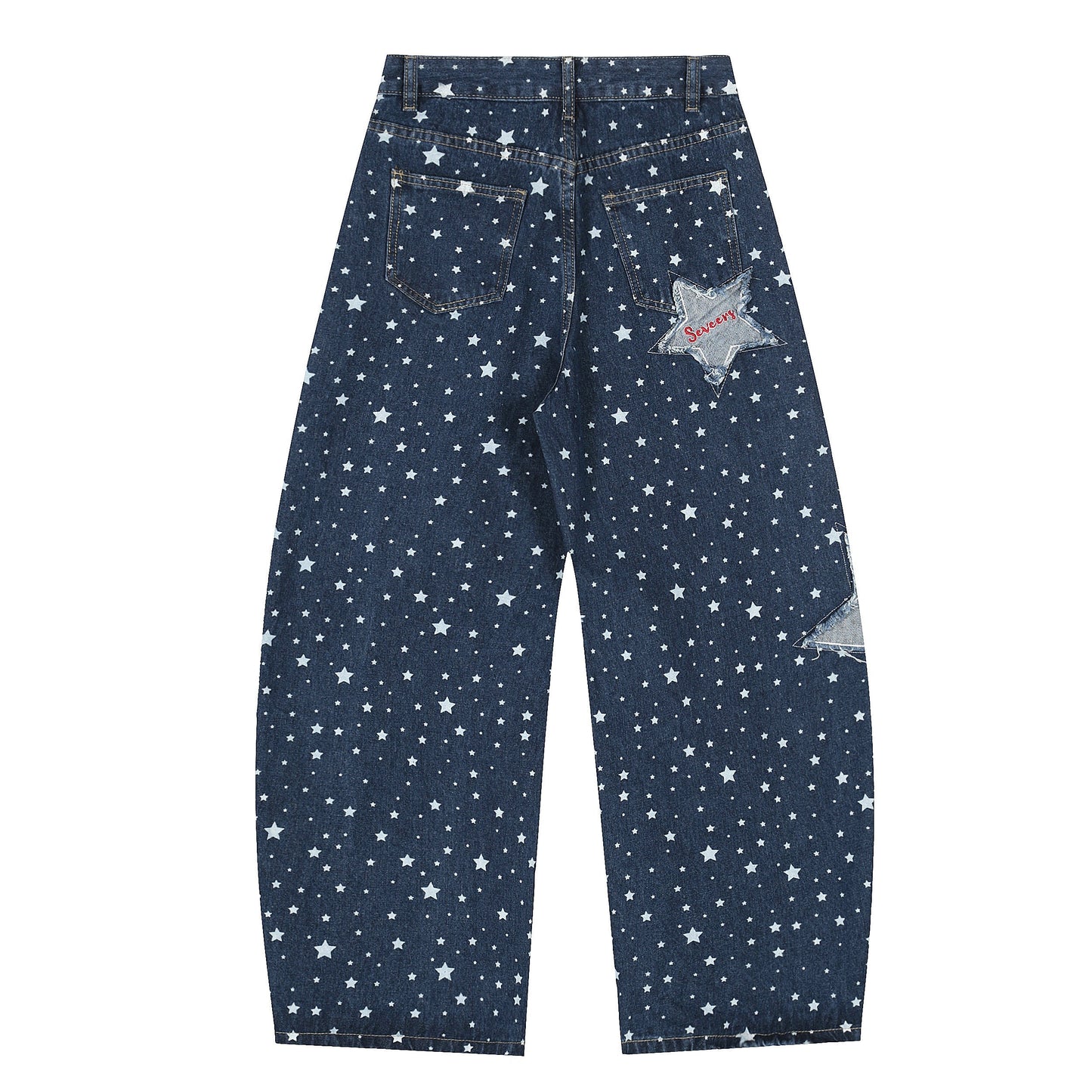 Seventy Star | All-Over Star Print Jeans with Applique - Luxuryurbanwear