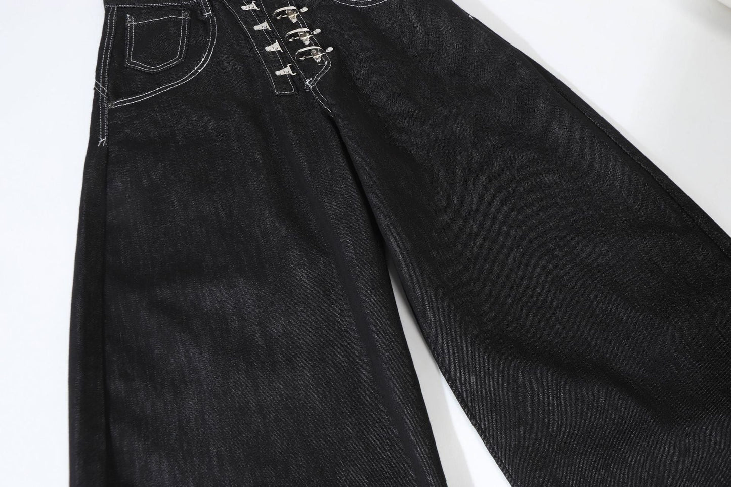 Metal Button Raw | Baggy Barrel Jeans - Luxuryurbanwear