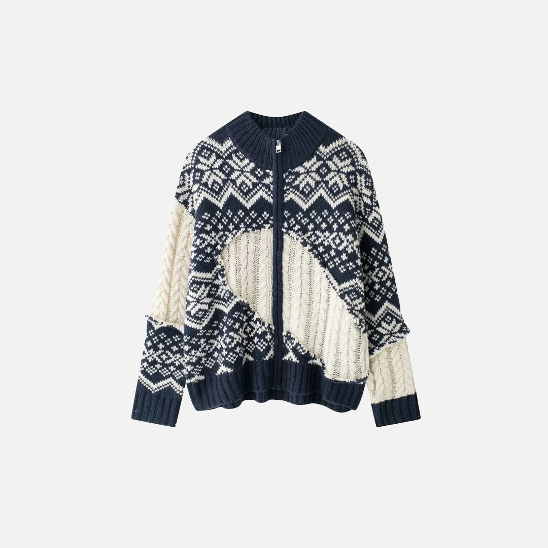 Elegant Jacquard Knitted Long Sleeve Cardigan - Luxuryurbanwear