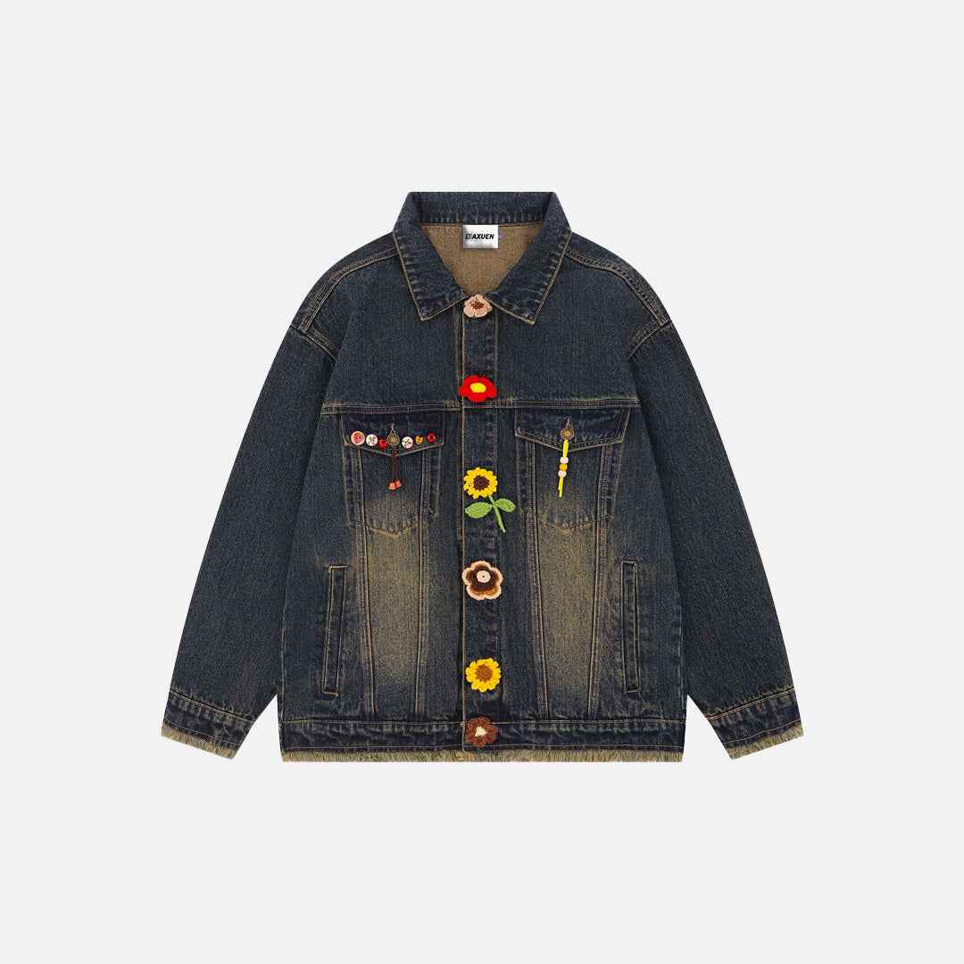 Autumn Y2K Vintage Distressed Denim Jacket