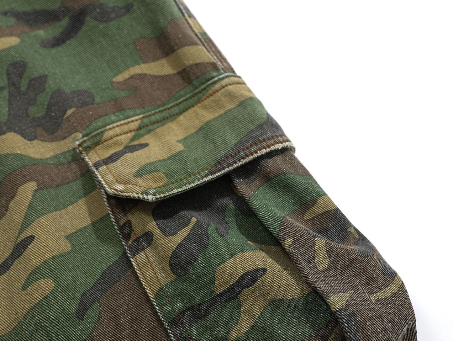 Ripped Camouflage Flared Cargos - Distressed Tactical Wide-Leg Pants | LuxuryUrbanwear - Luxuryurbanwear