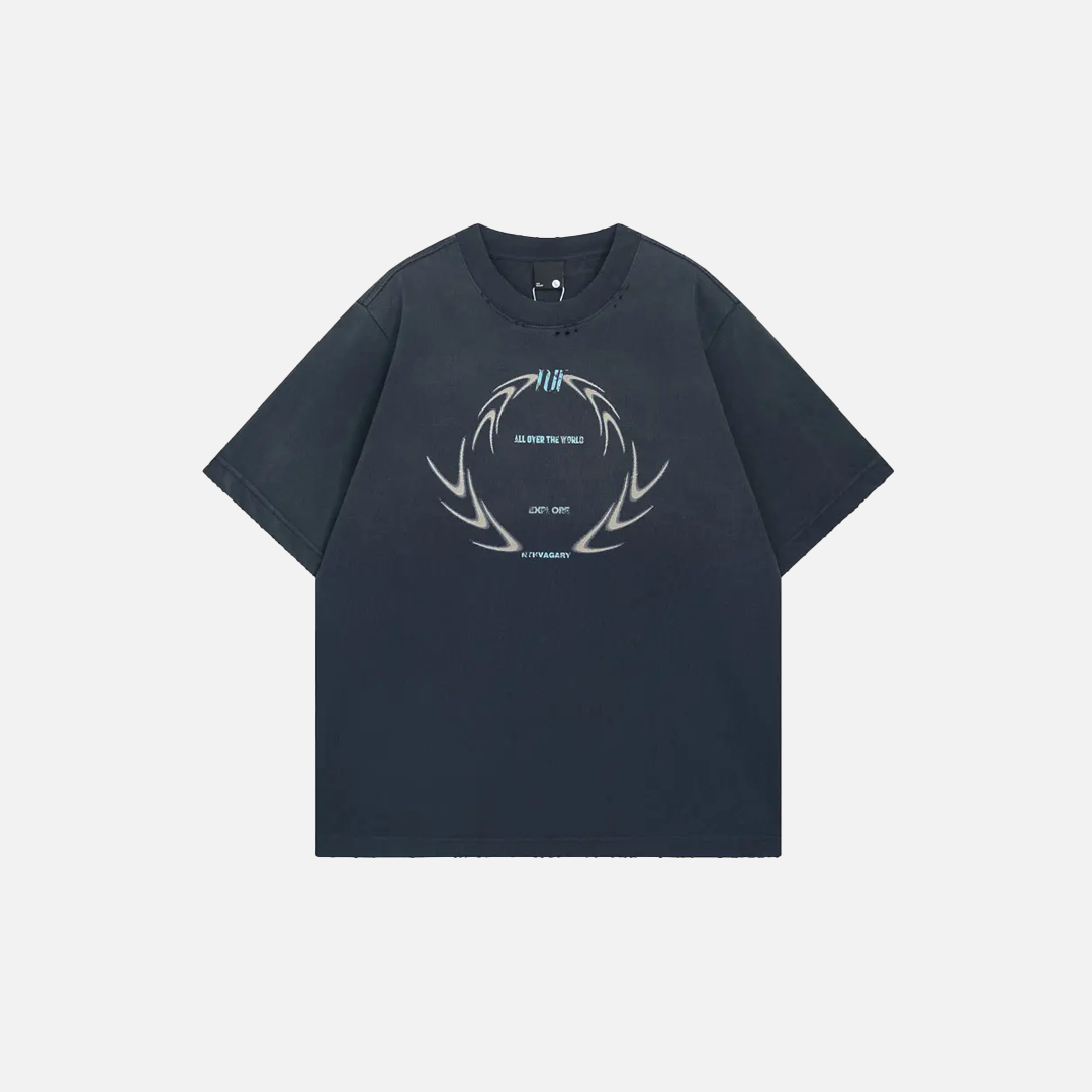 Stylish Retro Grunge Graphic Print Hip Oversized T-Shirt - Luxuryurbanwear