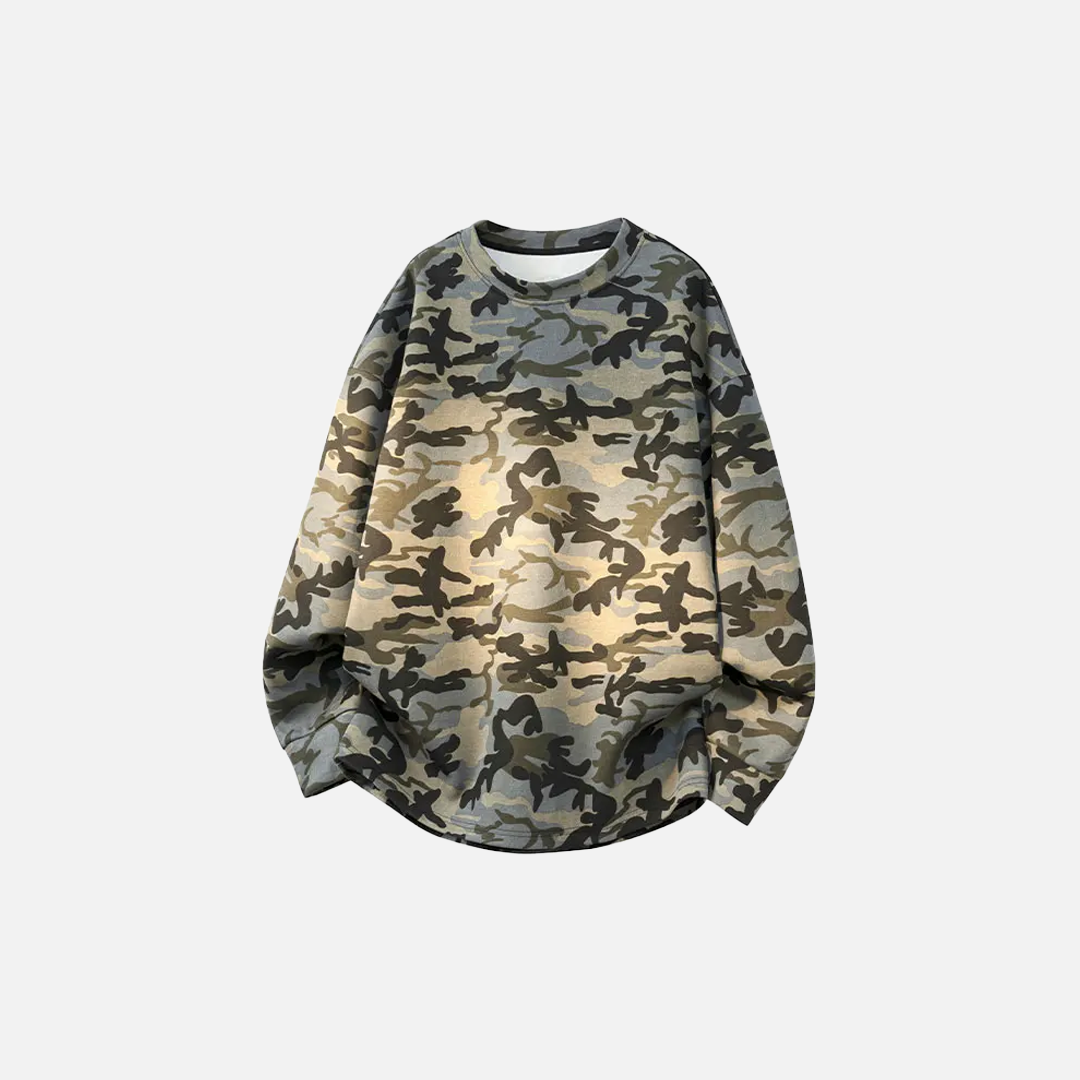 Retro Japanese Camouflage Long Sleeve Sweatshirt - Luxuryurbanwear