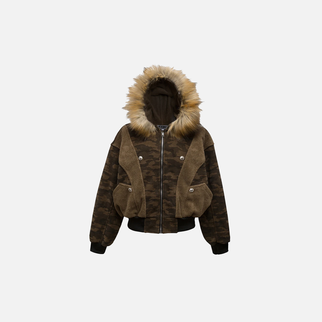 Winter Camouflage Fox Fur Collar Parkas Jacket - Luxuryurbanwear