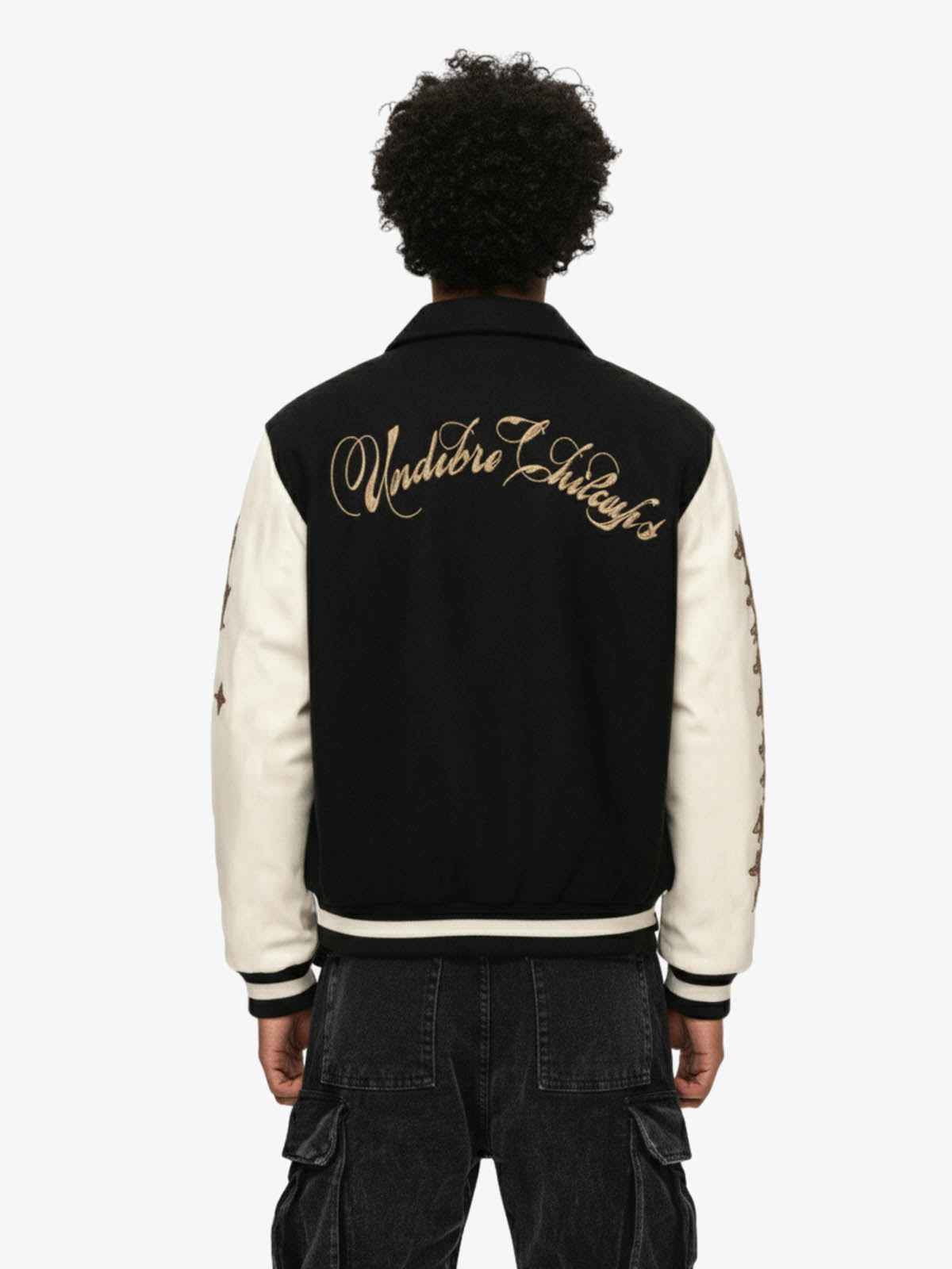 Gothic Gold Embroidered Varsity Jacket