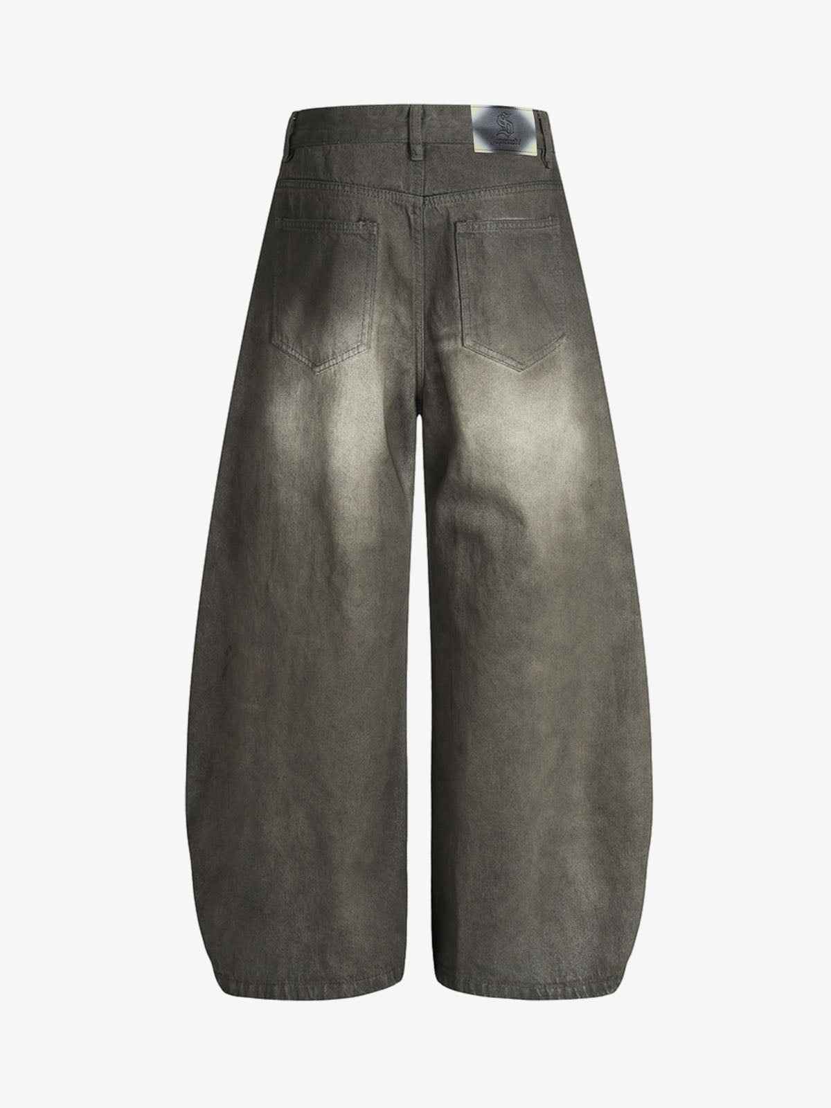 Faded Wash Barrel Leg Denim Jeans