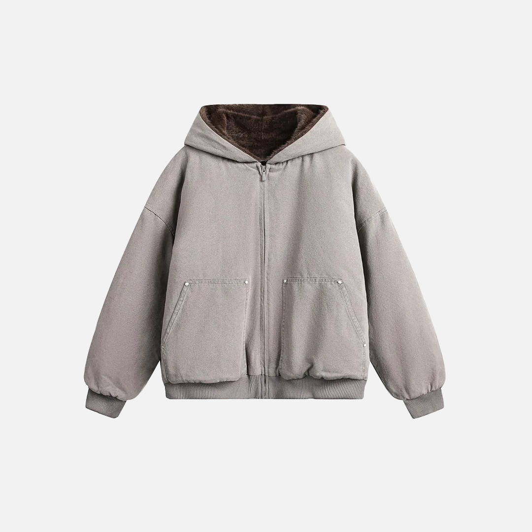 Unique Quilted Retro Winter Cargo Fur Jacket - Luxuryurbanwear