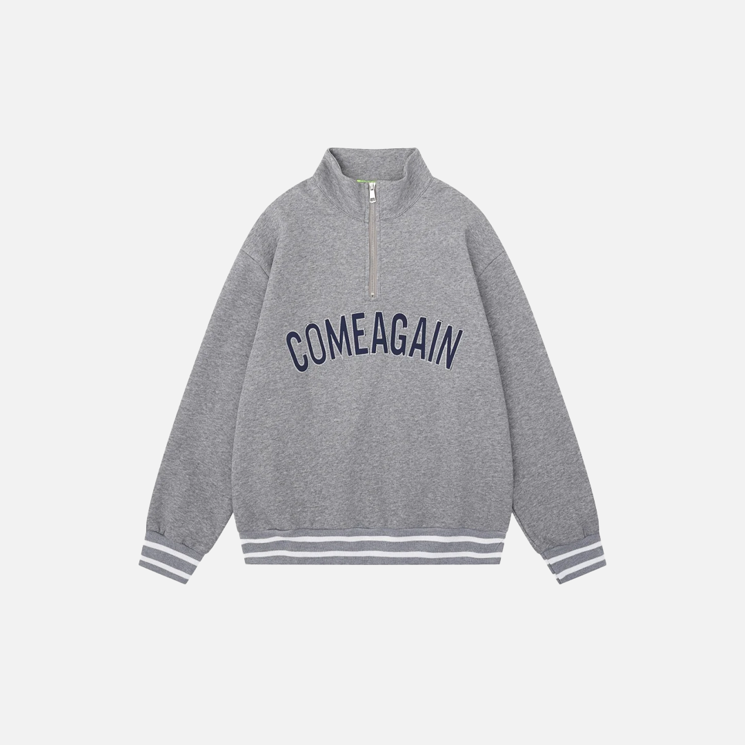 Casual Loose Letter Half Zipper Embroidery Sweatshirt - Luxuryurbanwear