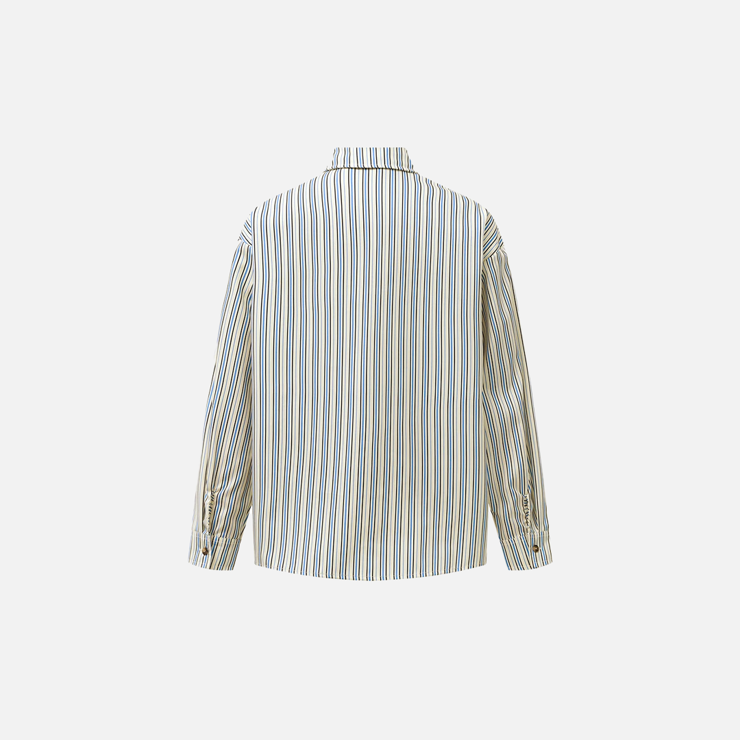 Vintage Striped Single Breasted Long Sleeve Casual Shirt - Luxuryurbanwear