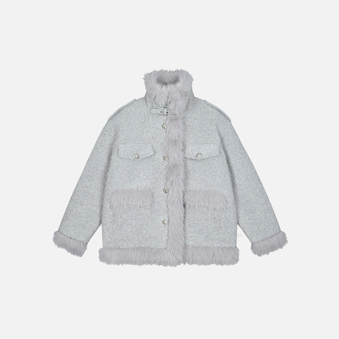 Stylish Tapered Thick High Neck Cotton Fur Jacket - Luxuryurbanwear
