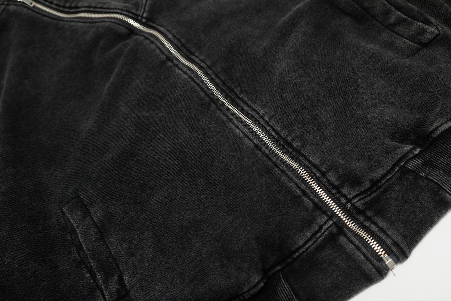 Asymmetry | Washed Zip Up Hoodie - Luxuryurbanwear