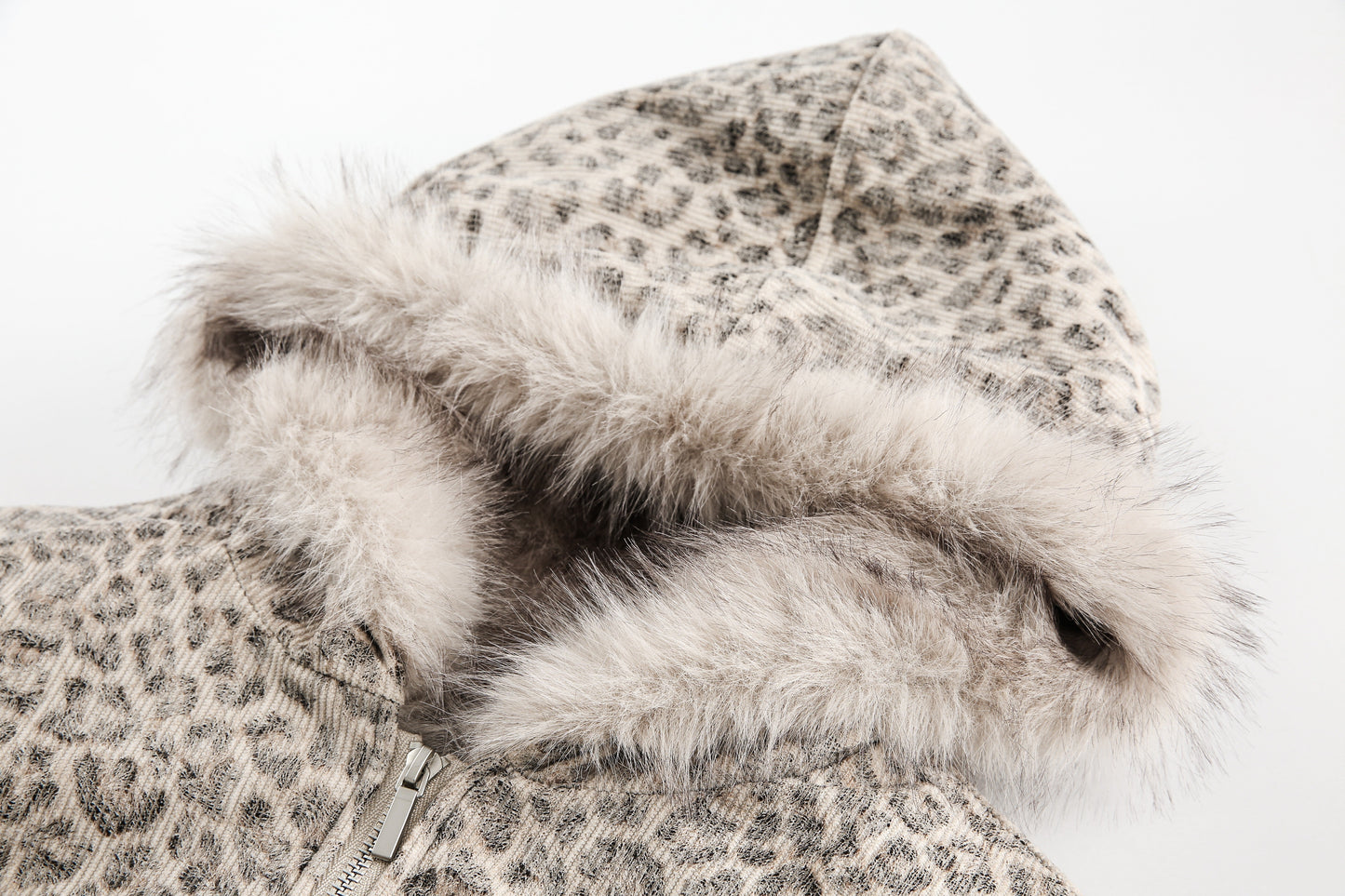 Leopard Patterned / Faux Fur Jacket - Luxuryurbanwear