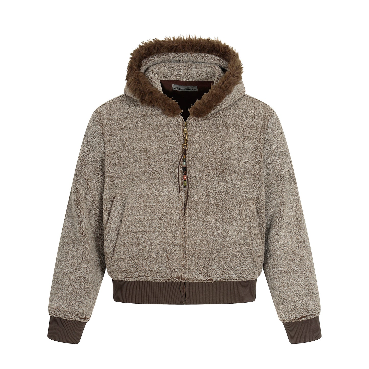 Pine Cocoa | Contrast Hooded Zip Jacket - Luxuryurbanwear
