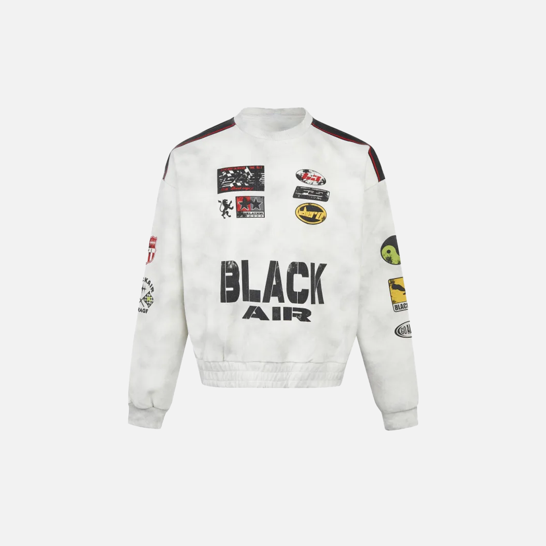 Streetwear American Retro Print Racing Sweatshirt - Luxuryurbanwear