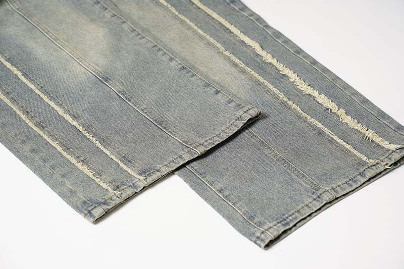 Washed Distressed Raw Edge | Baggy Jeans - Luxuryurbanwear