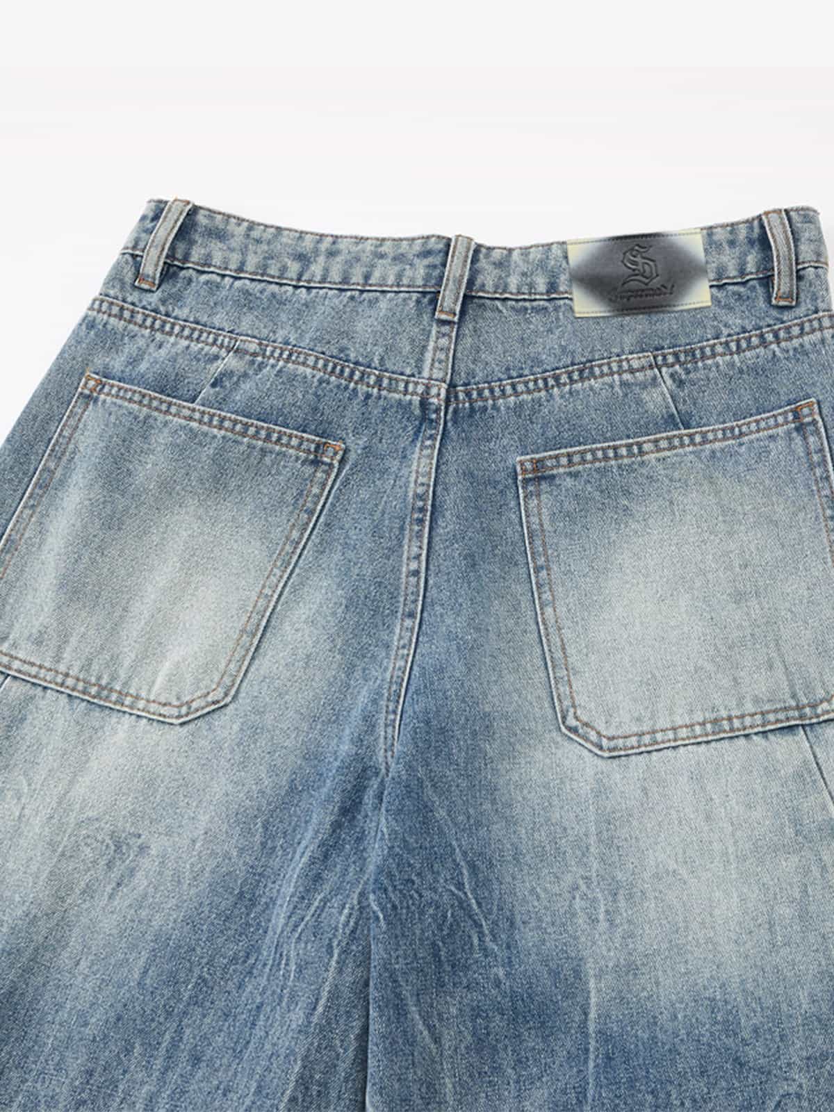 Vintage Cargo Pocket Washed Barrel Jeans - Luxuryurbanwear