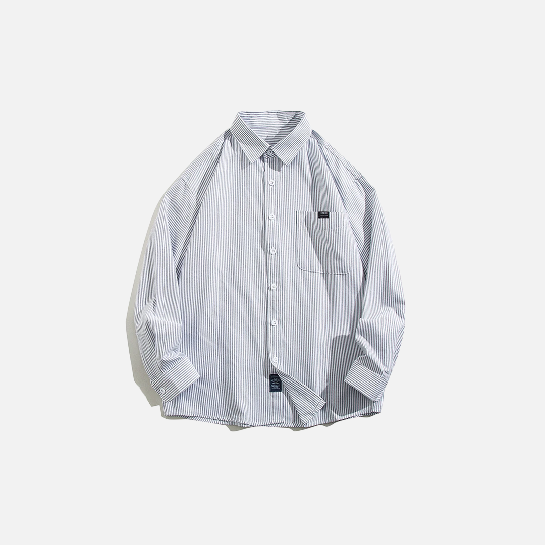 American Aesthetic Style Striped Long Sleeved Shirt - Luxuryurbanwear