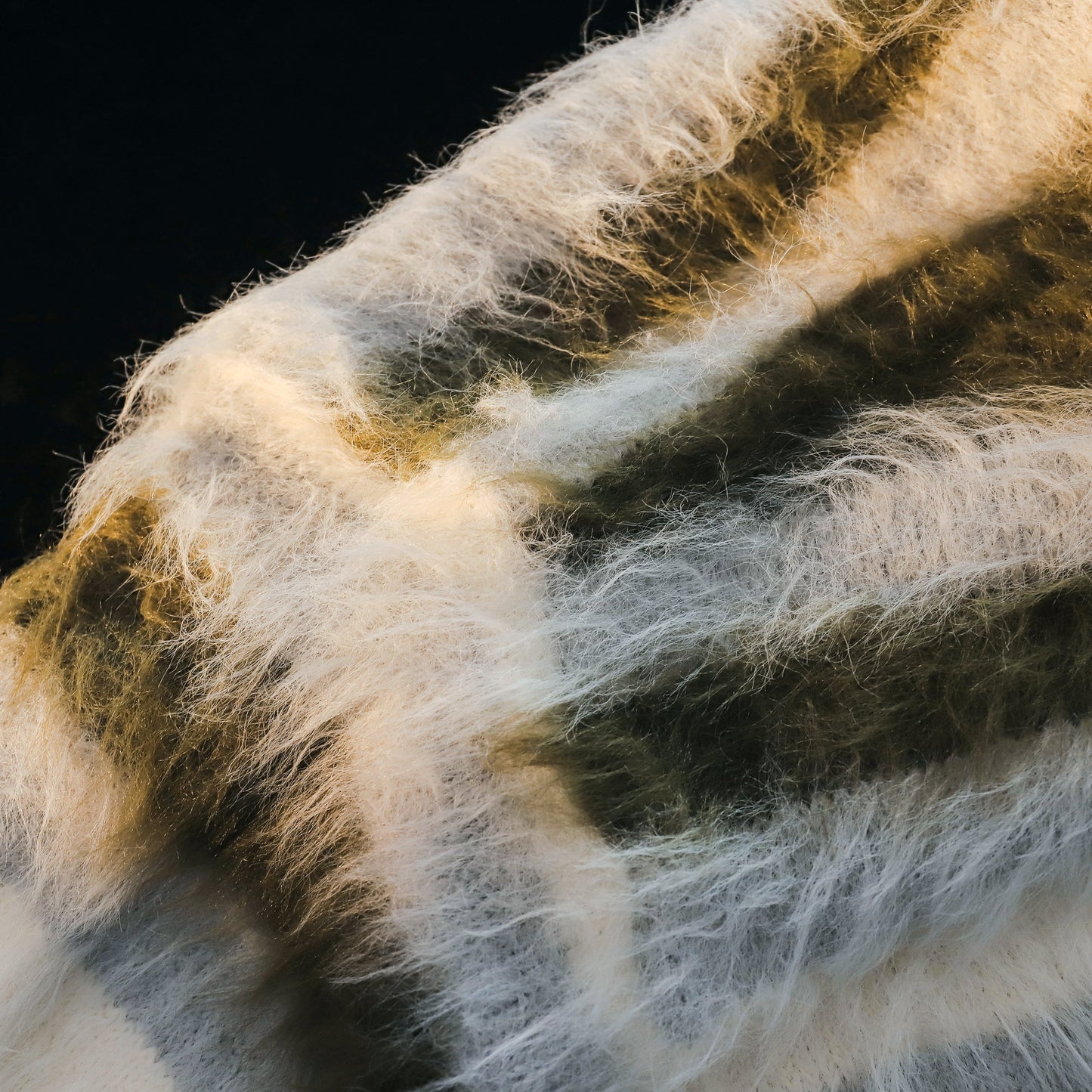 Furry Line | Striped Button-Up Fluffy Cardigan - Luxuryurbanwear