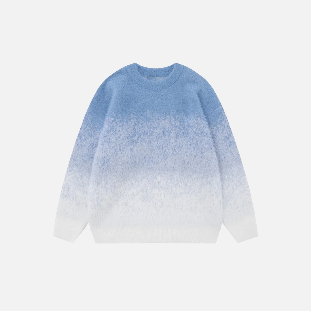 Fashionable Sky Ombre Gradient Fuzzy Sweater - Luxuryurbanwear