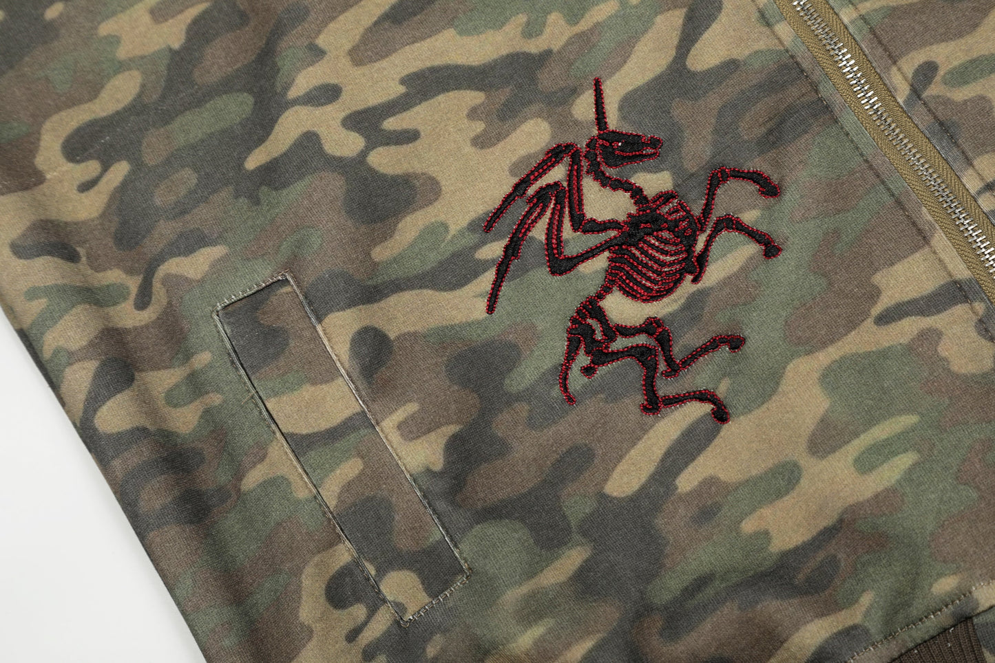 Camo Varsity Patch | Zip Up Hoodie - Luxuryurbanwear
