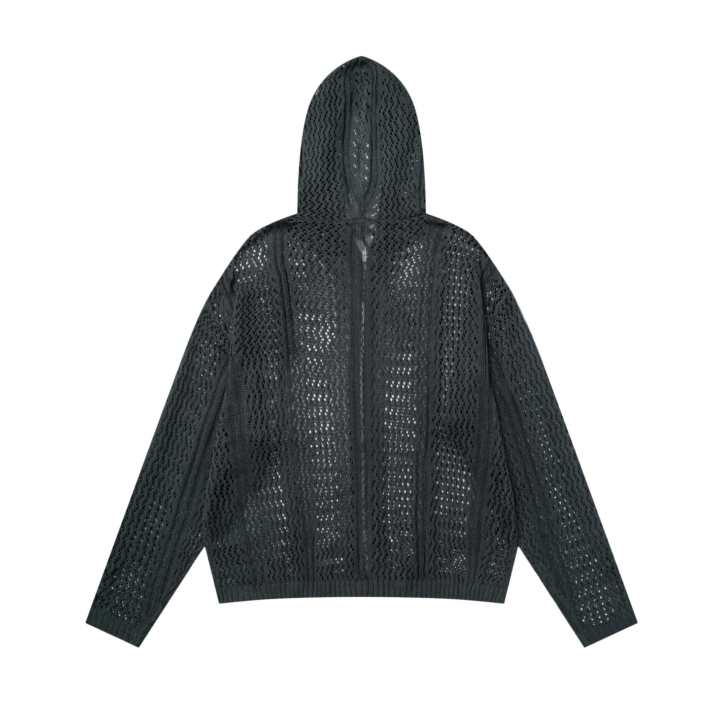 Crochet Mesh | Knit Zip Up Hoodie - Luxuryurbanwear