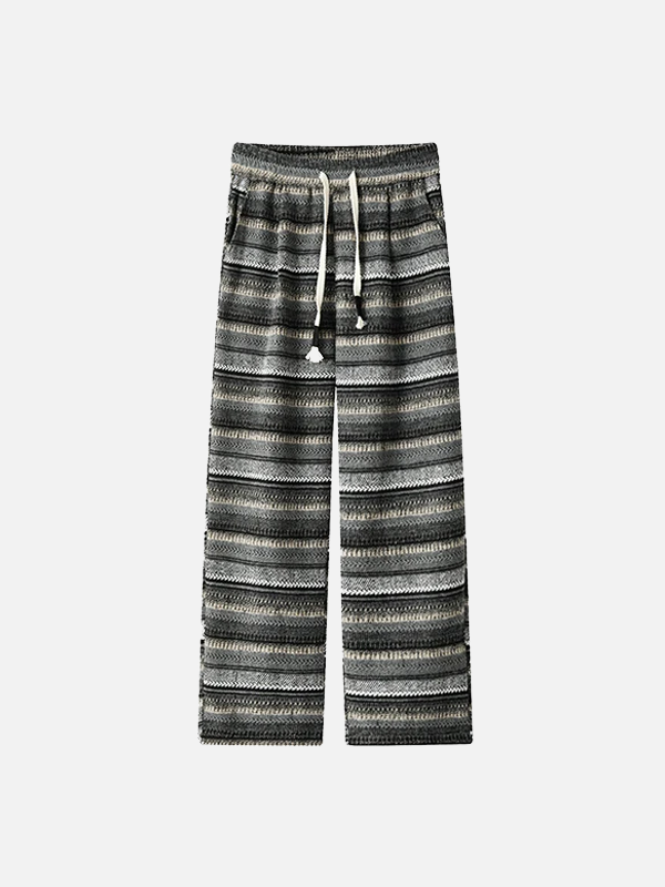 Neutral Style Striped Knit Casual Sweatpants - Luxuryurbanwear