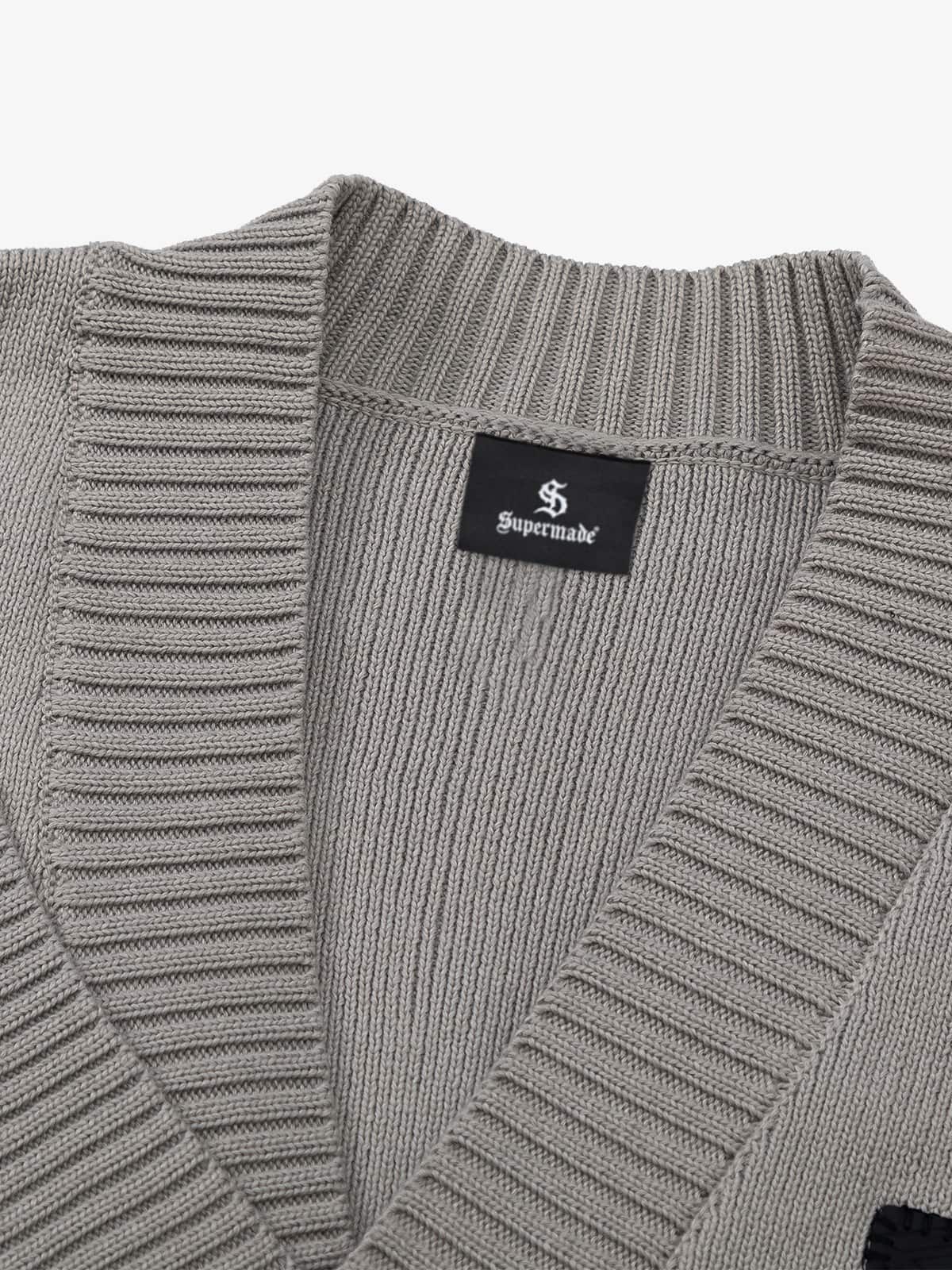 Layered Double V-Neck Ribbed Knit Cardigan - Luxuryurbanwear