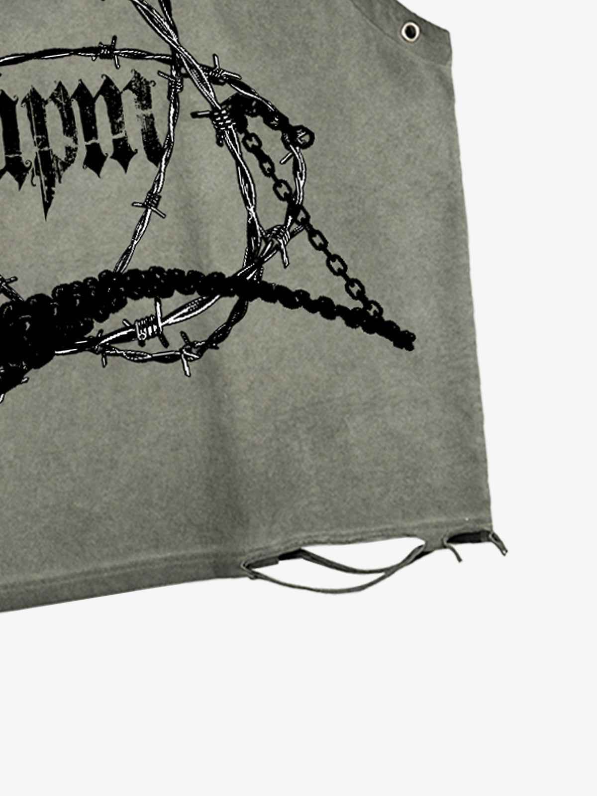 Barbed Wire Chain Graphic Sleeveless Vest