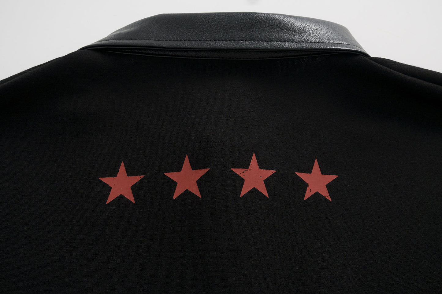 Star Print Patchwork | Leather-Neck Sweatshirt - Luxuryurbanwear