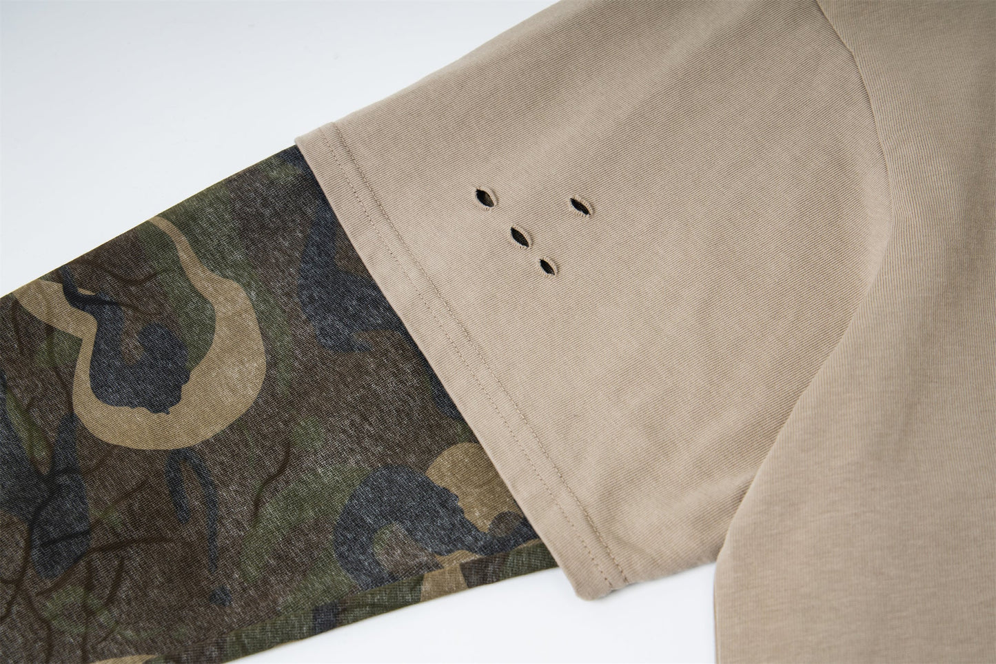 Retro Camouflage Patchwork | Ripped Sweatshirt - Luxuryurbanwear
