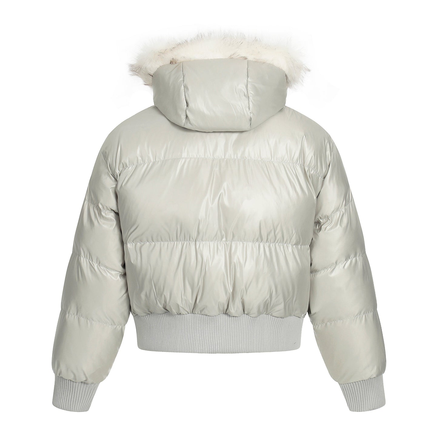 Frost Petal | Embroidered Satin Puffer Jacket - Luxuryurbanwear
