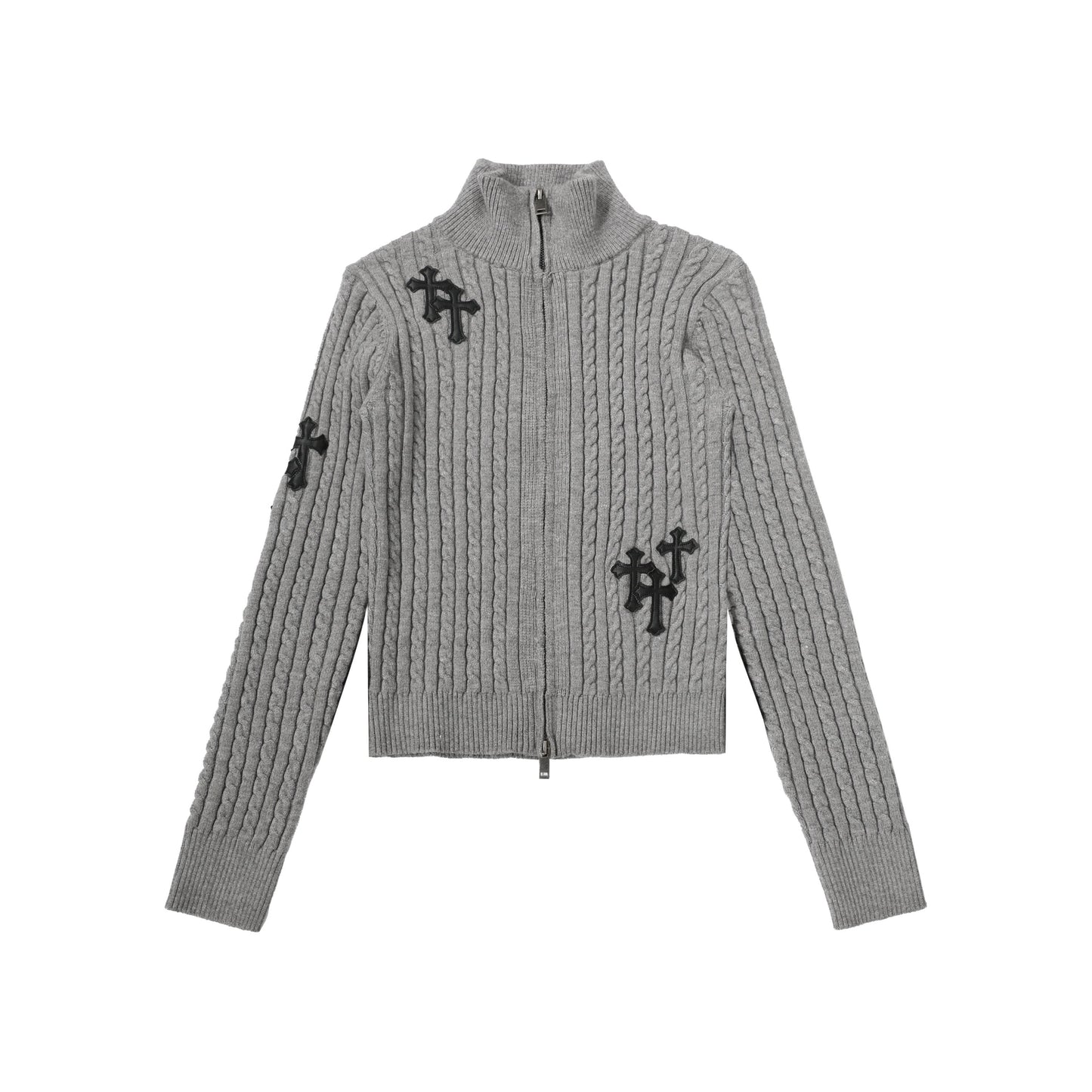 Fuzzy Pup | Striped Knit Cardigan with Dog Embroidery - Luxuryurbanwear