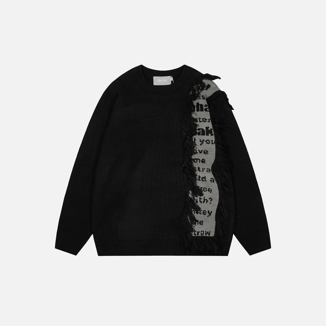 Y2K Easy Care Distressed Patchwork Knit Sweater - Luxuryurbanwear