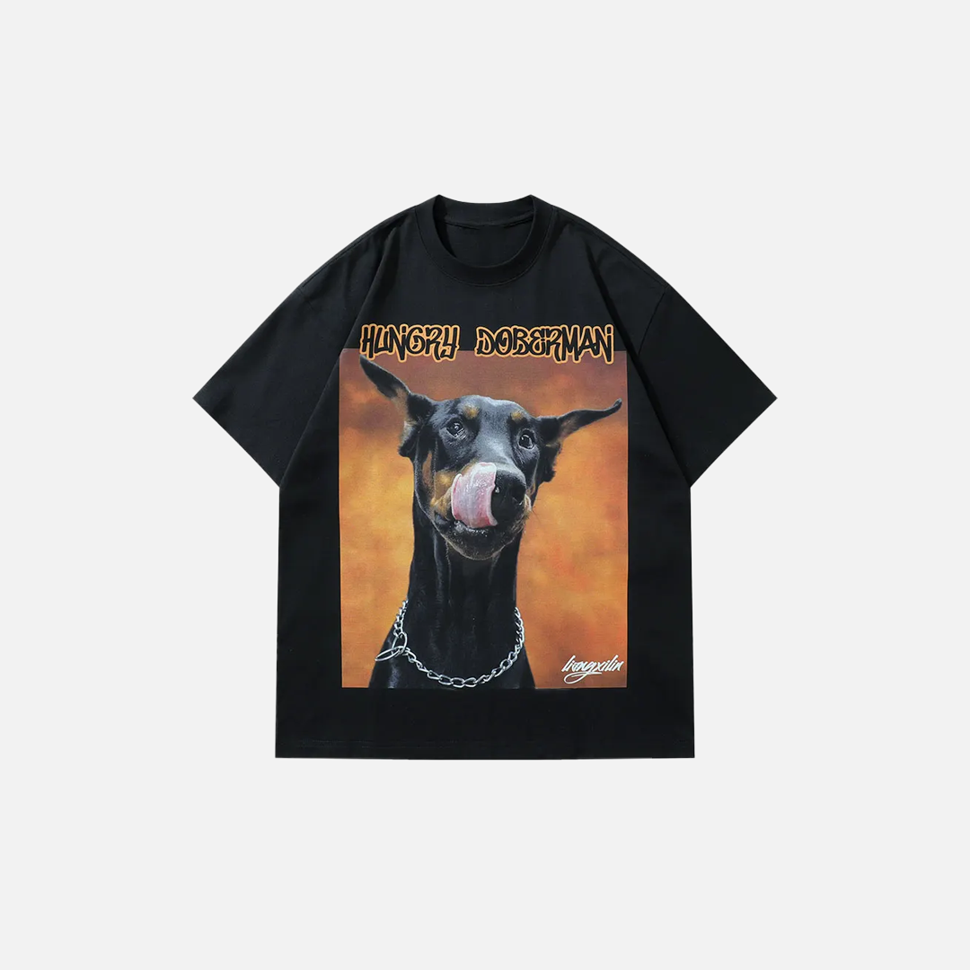 Graphic Doberman Dog Printed Oversized T-Shirt - Luxuryurbanwear