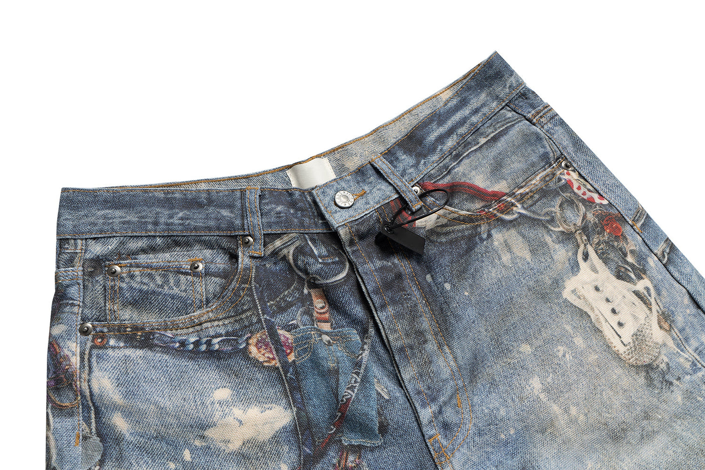 Distressed Keychain Print | Denim Shorts - Luxuryurbanwear