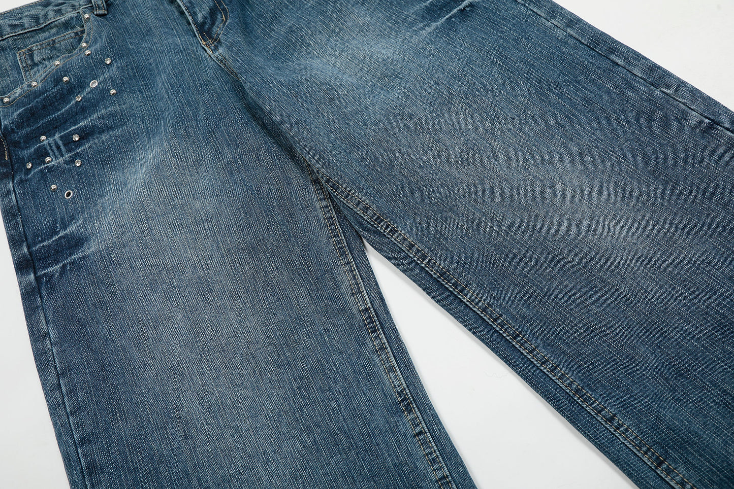 Studded Vintage Denim | Straight Jeans - Luxuryurbanwear