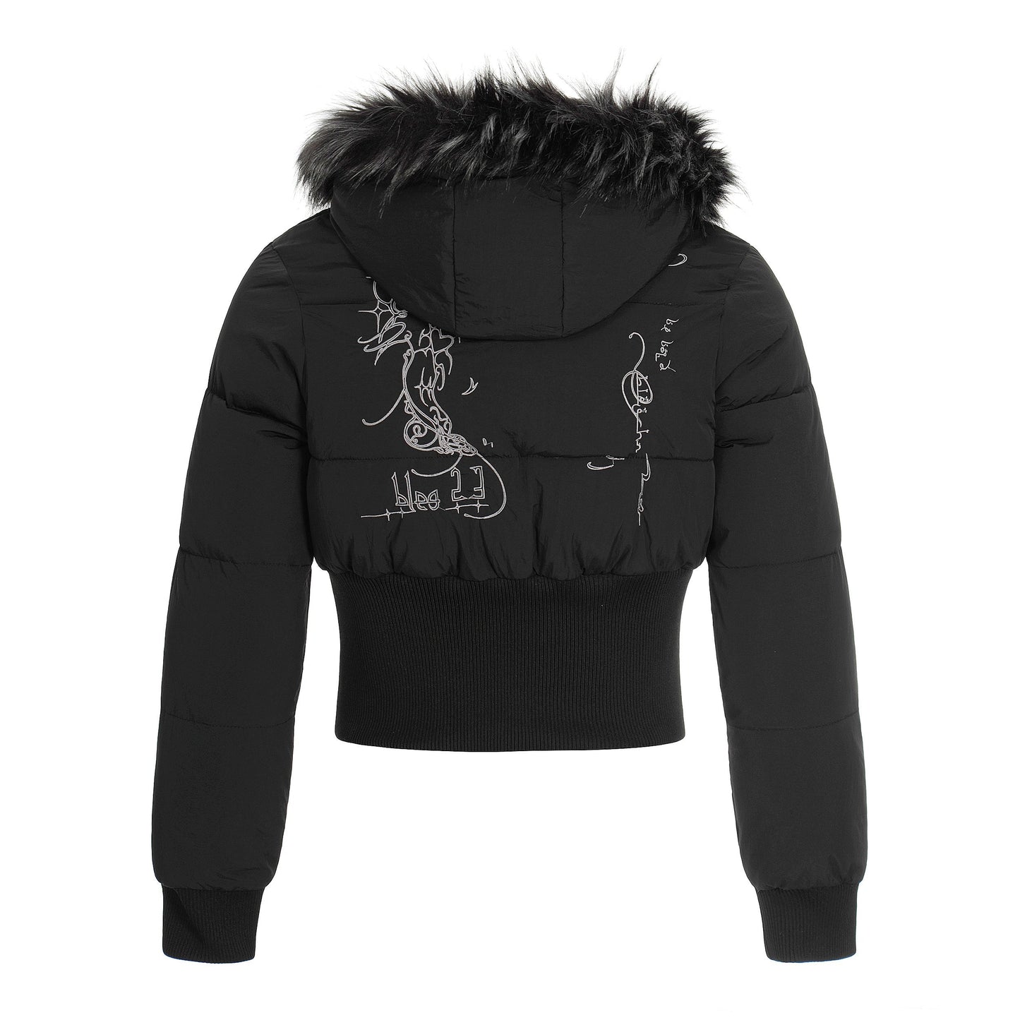 Fur Flare | Hooded Crop Puffer Jacket - Luxuryurbanwear