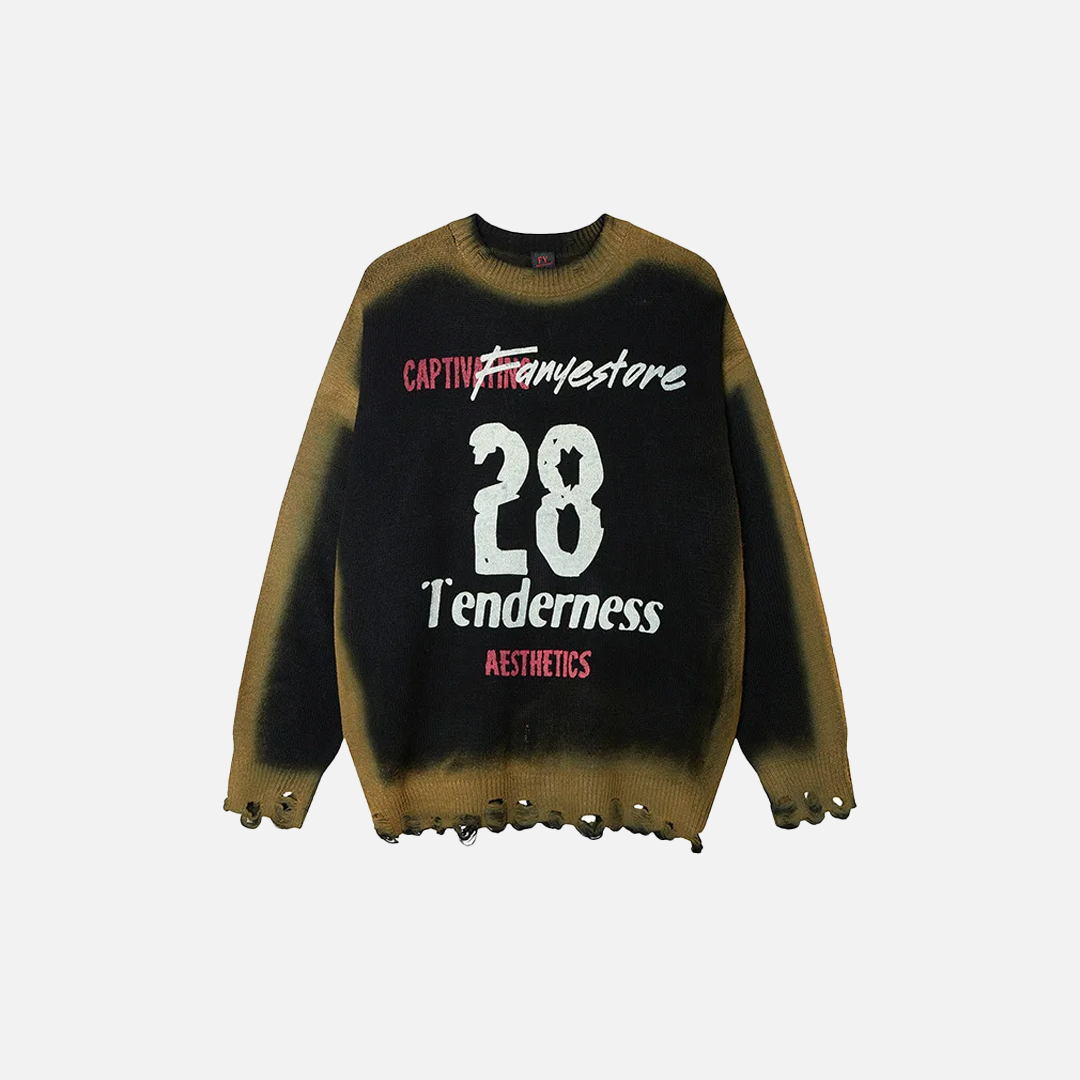 Flattering Tie Dye Distressed Knit Casual Sweater - Luxuryurbanwear