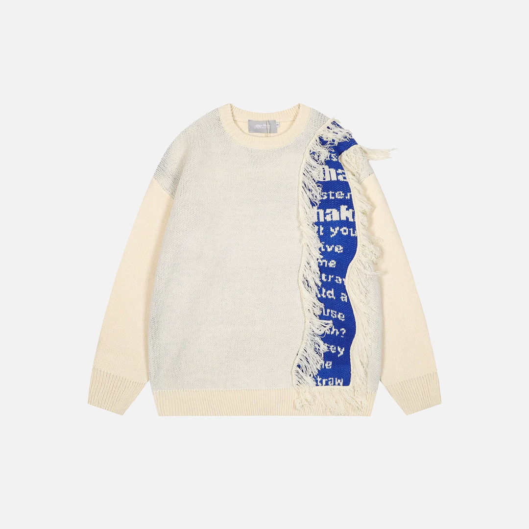Y2K Easy Care Distressed Patchwork Knit Sweater - Luxuryurbanwear