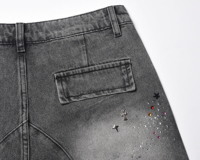 Starry Washed Rhinestone | Denim Shorts - Luxuryurbanwear