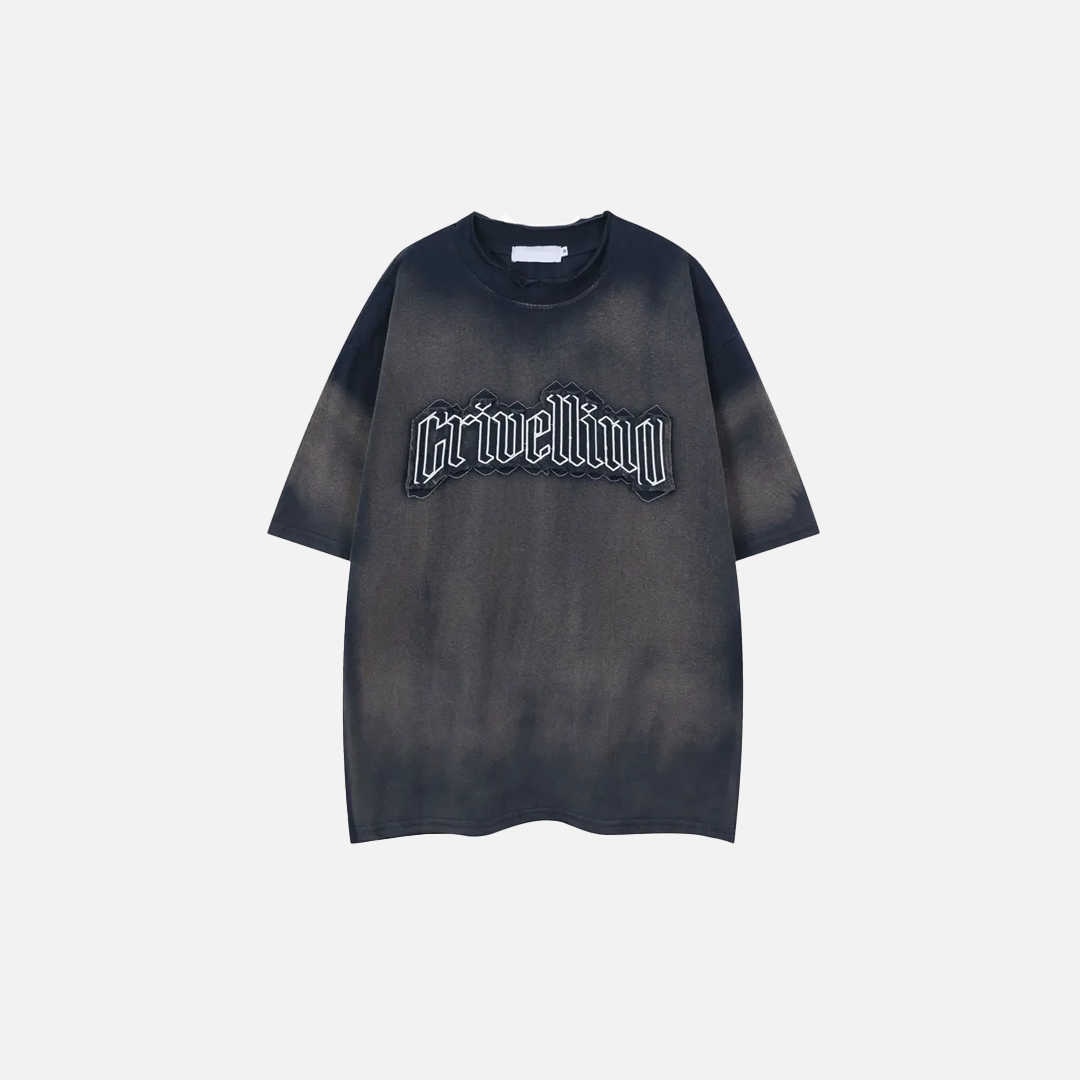 Oversized Streetwear Grunge Embroidered Patch T-Shirt - Luxuryurbanwear