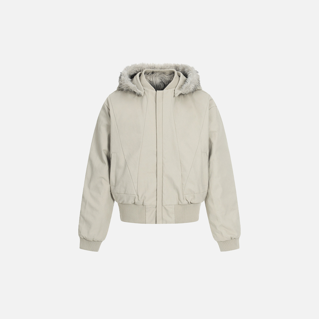 American Solid Color Cashmere Fur Hooded Jacket - Luxuryurbanwear