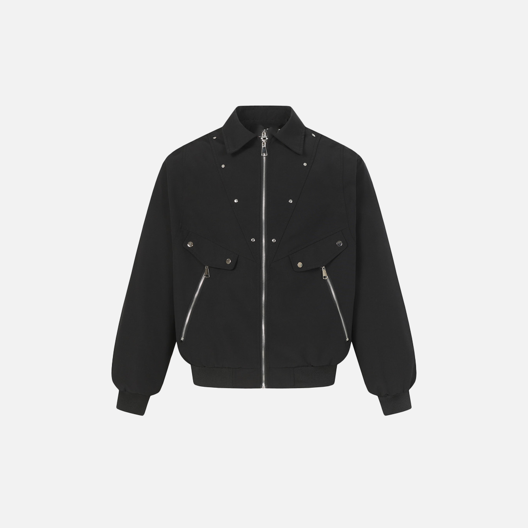 Punk Metal Studded Deconstructed Loose Jacket - Luxuryurbanwear