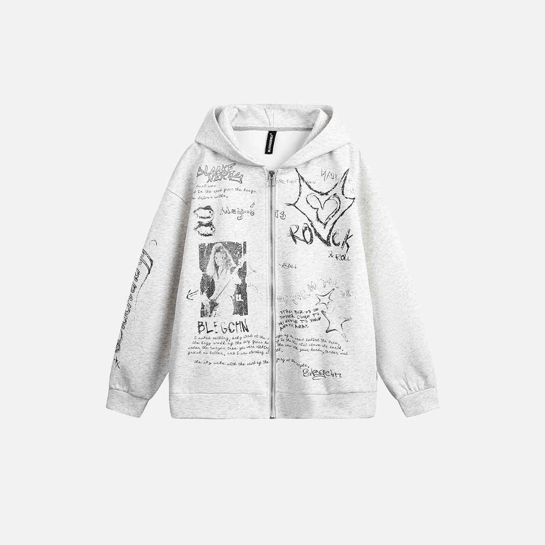 Zip Up Hoodie Bold Graffiti