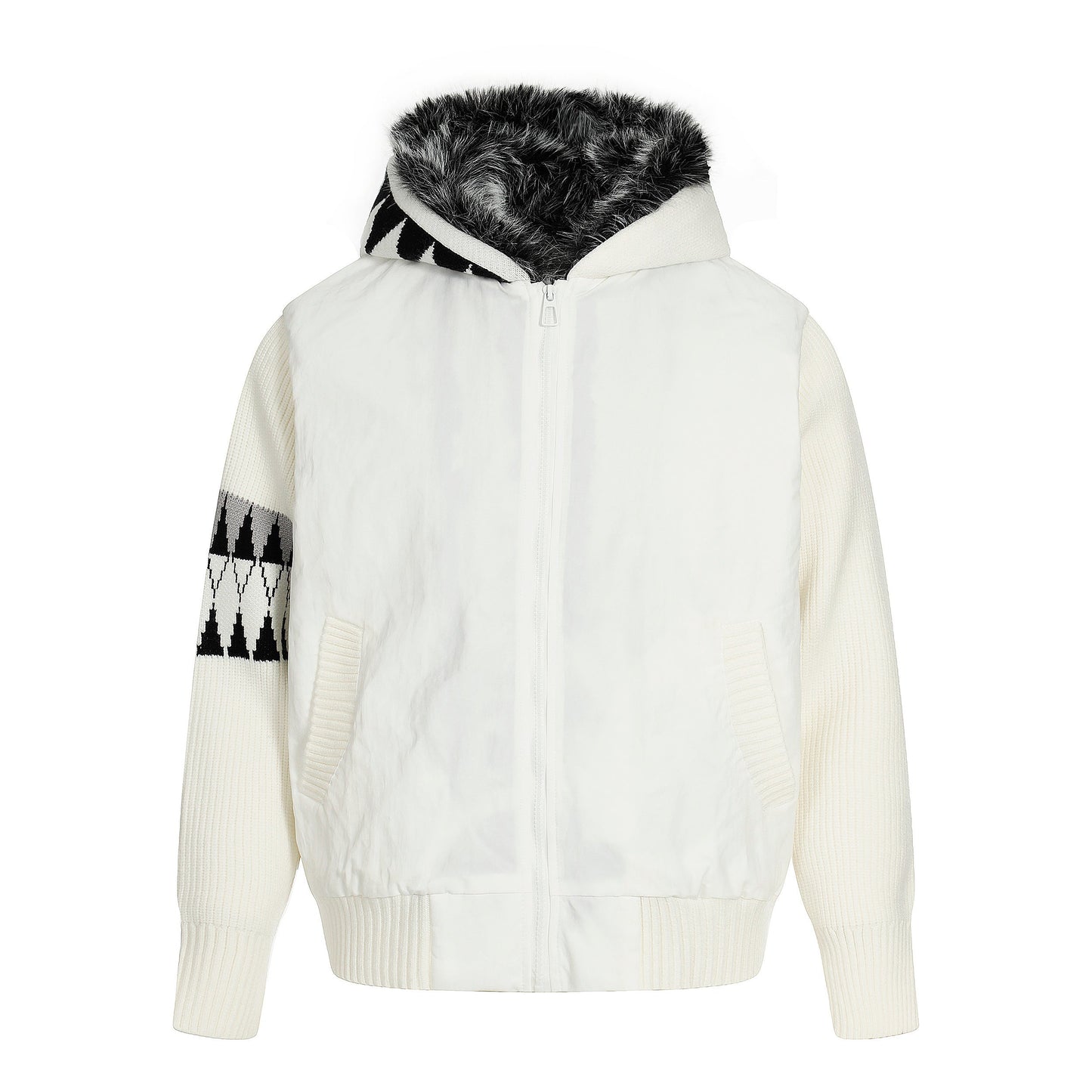 Knit Contrast | Fleece Hooded Jacket - Luxuryurbanwear